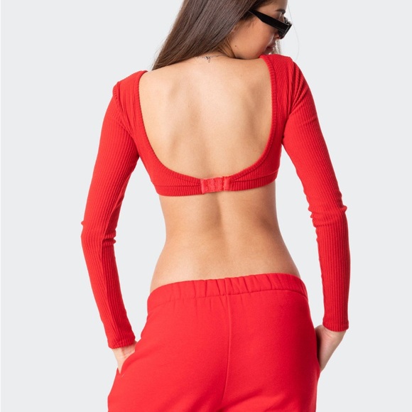 NWT Sydney Ribbed Crop Top - Red - Picture 2 of 5